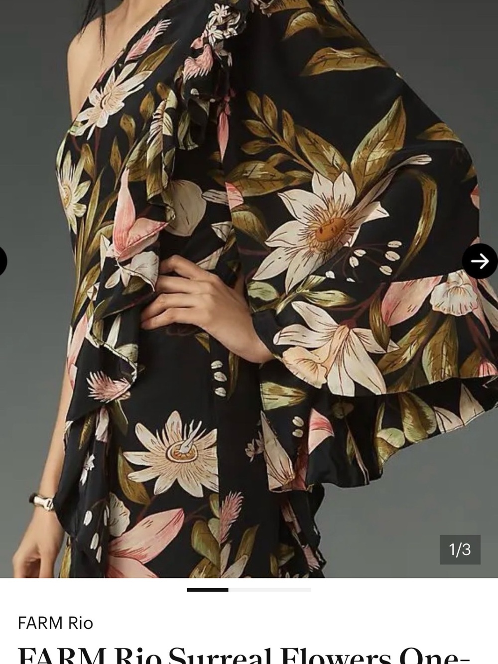 NWT FARM RIO One-Shoulder Floral Midi Dress - Picture 15 of 15